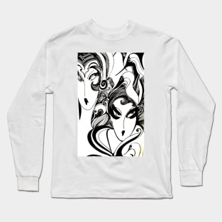 art deco optical swans and girls, Jacqueline Mcculloch Long Sleeve T-Shirt